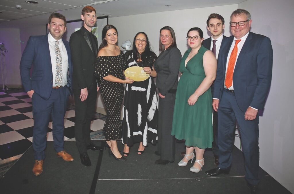 The Peacock at Rowsley team collecting the Restaurant of the Year award